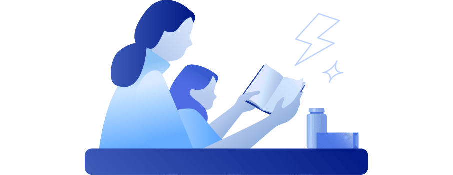 Иконка мама с дочкой читают книгу